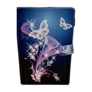 Tablet Case Cover L8.125" x W4.75" Shockproof Magnetic Butterfly Purple/Pink